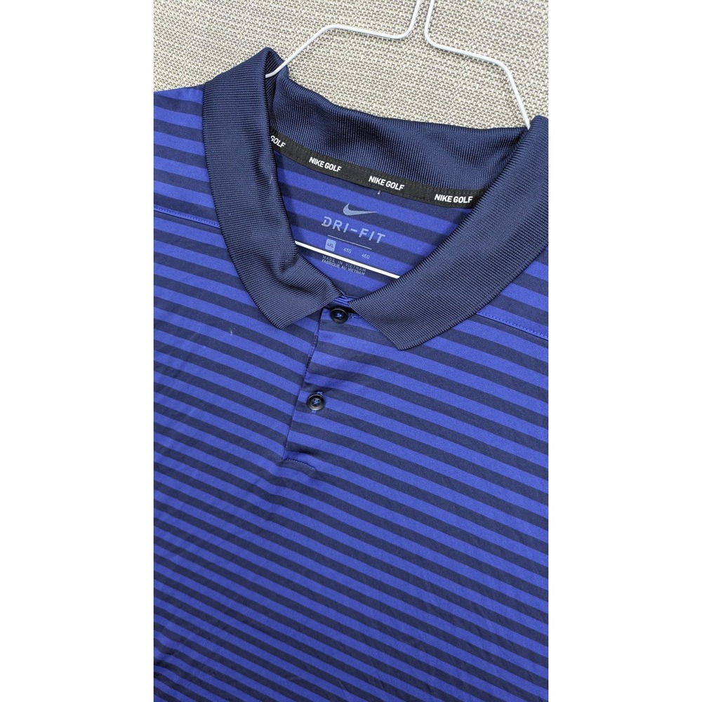 Nike Golf Dri-FIT Polo Shirt Mens 4XL Blue Stripe Golf Performance Short Sleeve